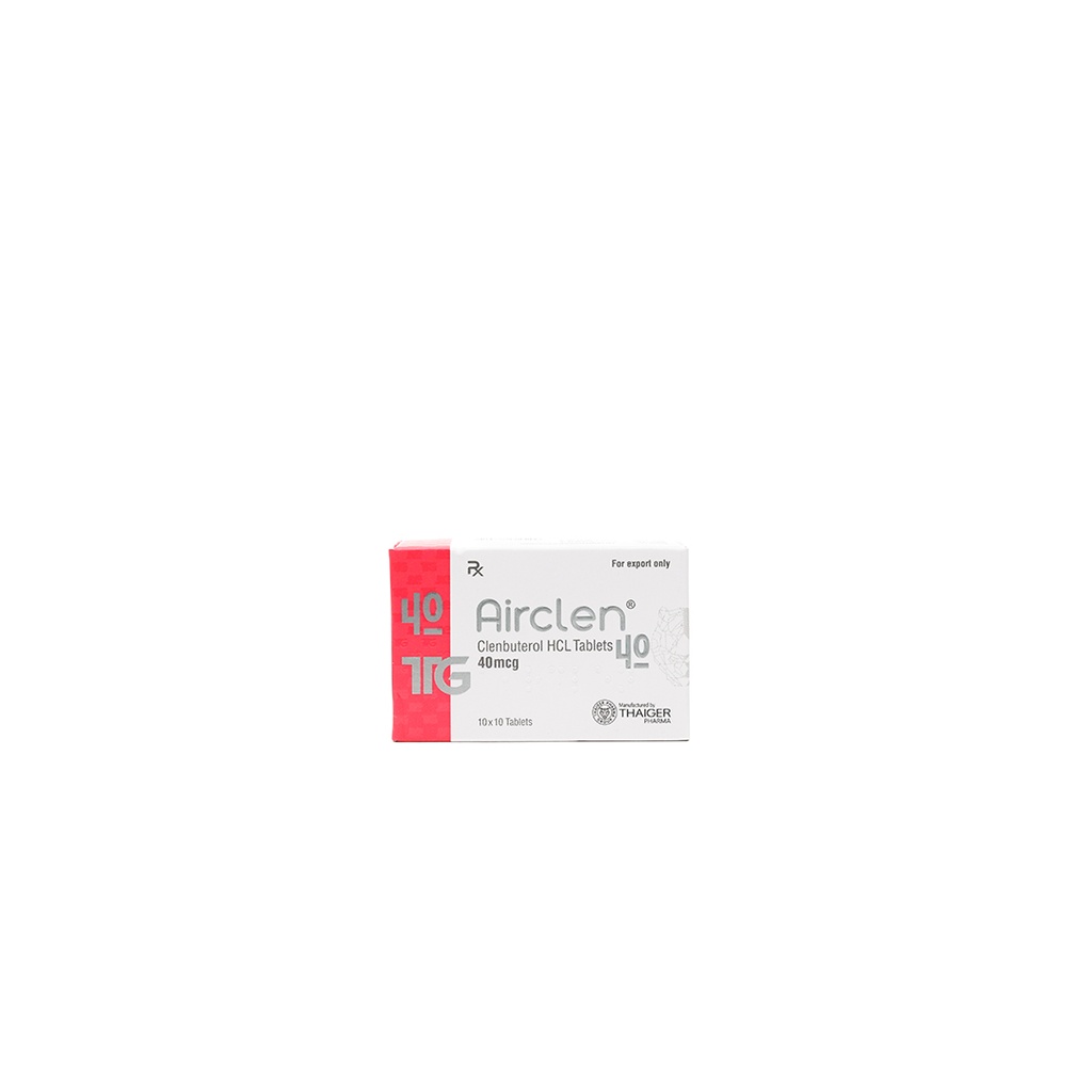 [003140025] Airclen  - Clenbuterole Hydrochloride - 40 MCG / pill - 100 Tablets Blisters Box  - Thaiger Pharma