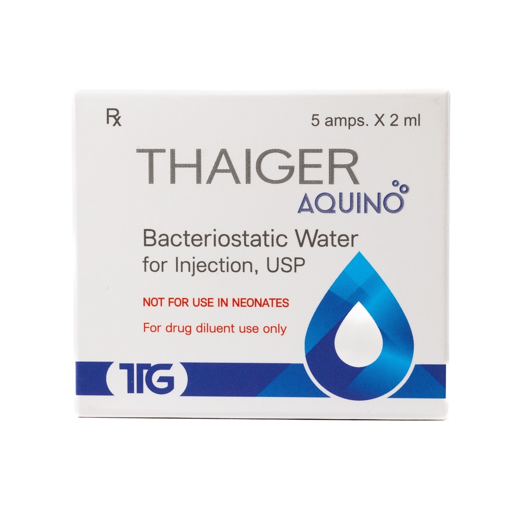 [003020054] Aquino Bacteriostatic Water - Benzyl Alcohol - 0.9% / ML - 5 X 2 ML AMPULE - Thaiger Pharma