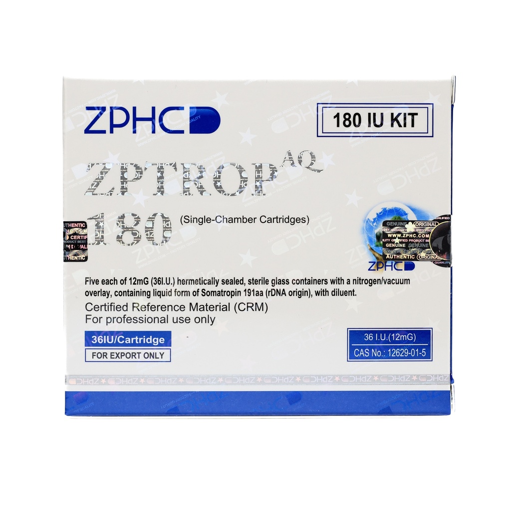 [002060157] ZPTROP 180 IU  (AQ Cartridges ONLY)  - HGH - 36 IU / Cartridge (2-8 C) - 5 Cartridge - 12 MG / 3 ML Cartridge - ZPHC PHARMA